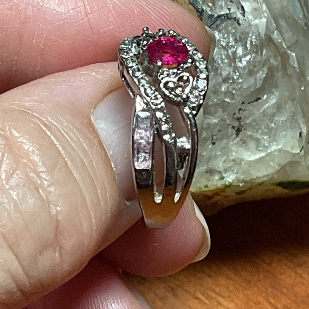 Ruby Silver/Rhodium Ring 8 - Picture 4 of 8